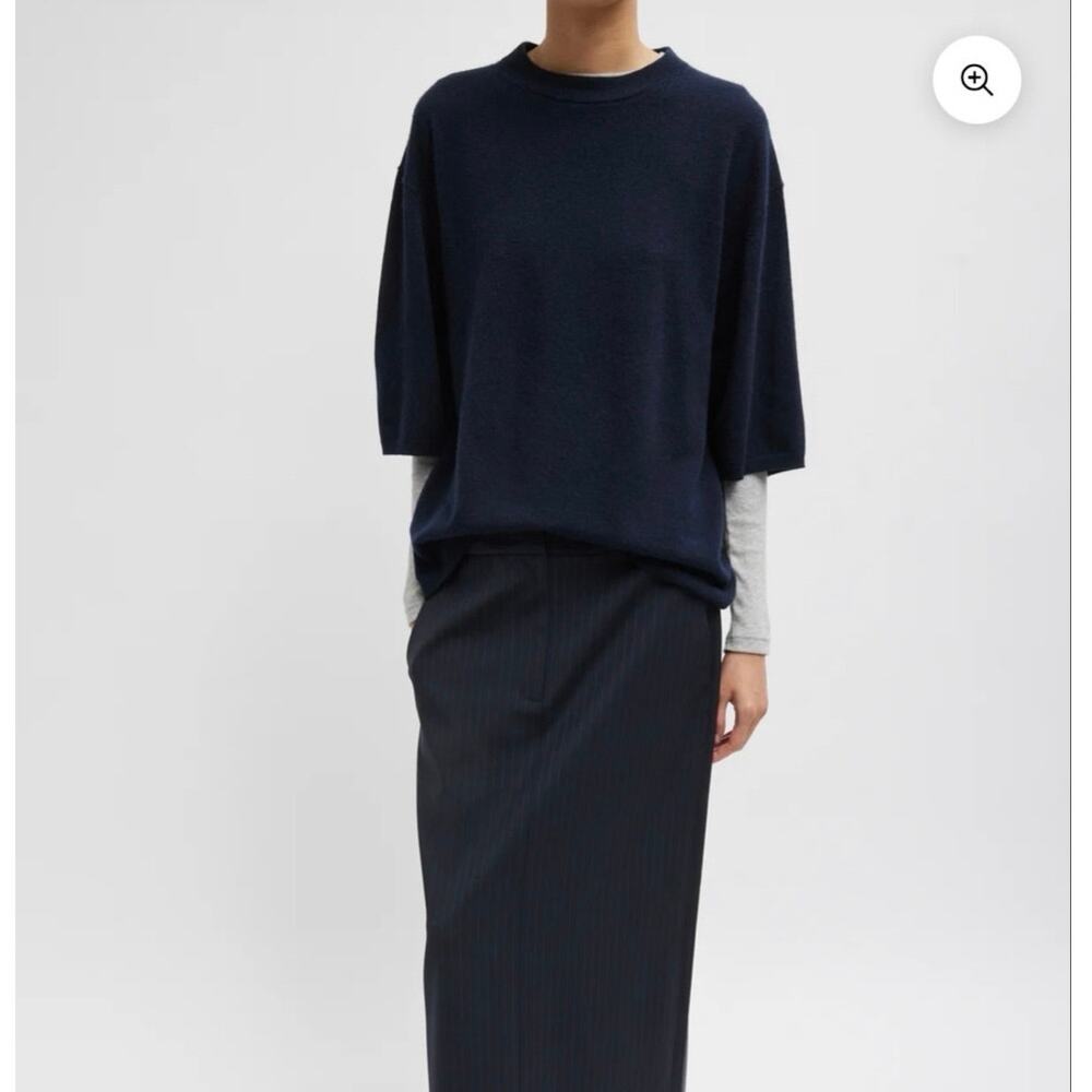 Tibi 100% Cashmere Oversized T-Shirt - XS, Navy